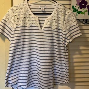Lace Striped Top XL